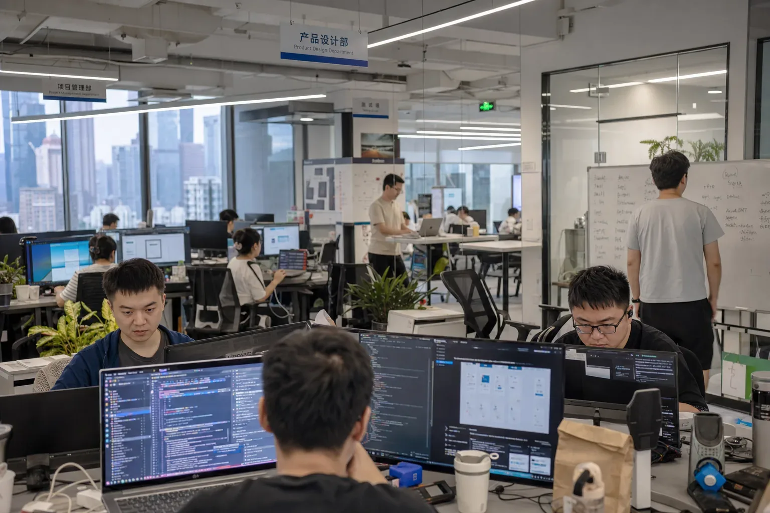 红数科技产品设计与开发团队办公现场